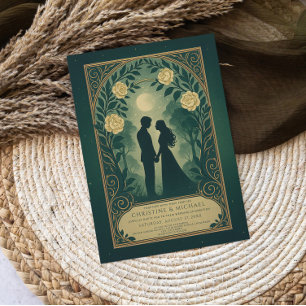 Faire-part de mariage couple silhouette romantique