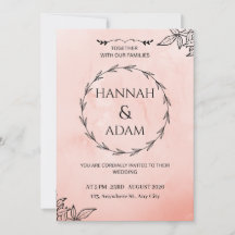 Faire-part de mariage Couronne aquarelle rose blus