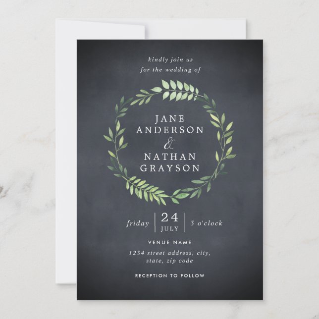 Faire-part de mariage Couronne de feuilles sur tab (Devant)