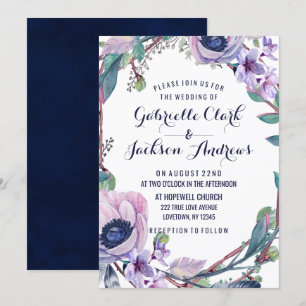 Faire-part de mariage Couronne de Fleurs et Plumes