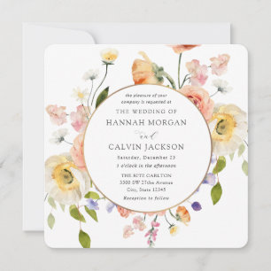 Faire-part de mariage Couronne de jardin romantiqu