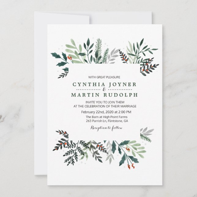Faire-part de mariage Couronne d'hiver (Devant)