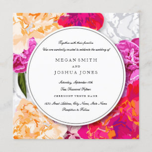 Faire-part de mariage Couronne florale colorée mod