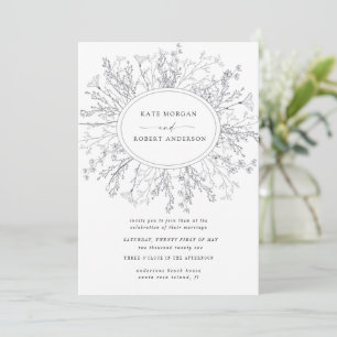 Faire-part de mariage Couronne florale moderne esq