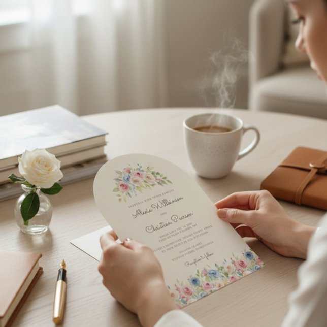 Faire-part de mariage Couronne florale pastel (Créateur téléchargé)
