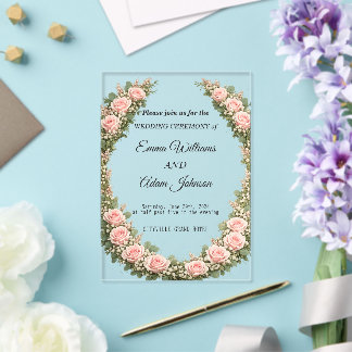 Faire-part de mariage Couronne florale romantique
