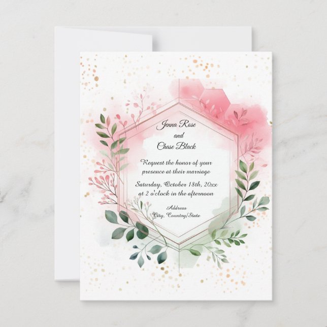 Faire-part de mariage Couronne Géométrique Feuilla (Devant)