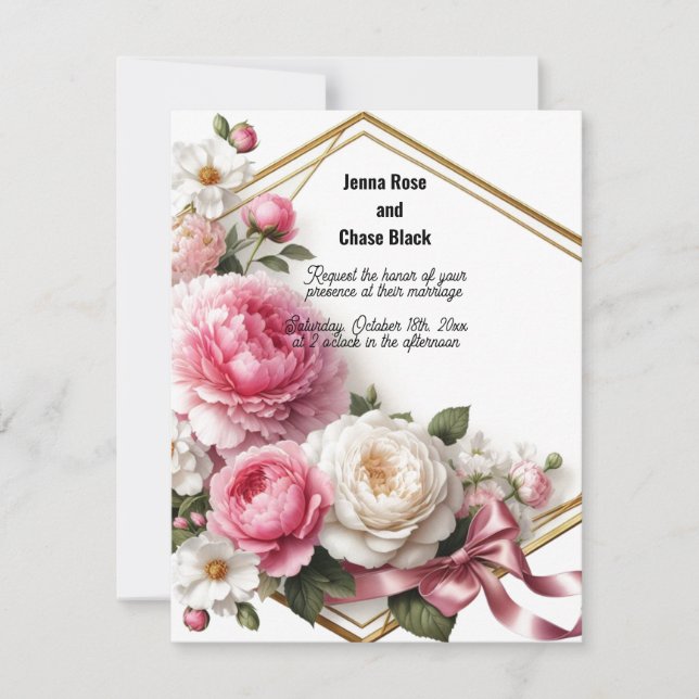Faire-part de mariage Couronne géométrique Rose Pi (Devant)