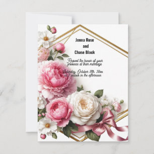 Faire-part de mariage Couronne géométrique Rose Pi