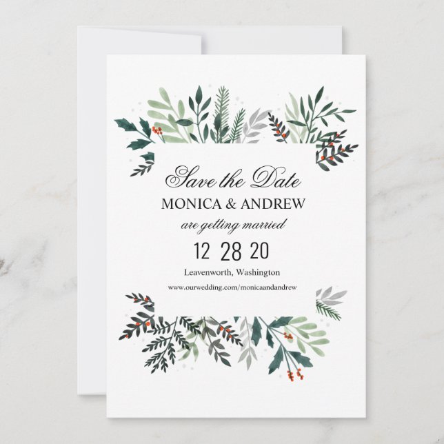 Faire-part de mariage Couronne hivernale (Devant)