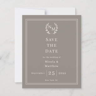 Faire part de mariage couronne monogramme Ivoire T