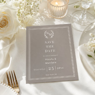 Faire part de mariage couronne monogramme Ivoire T