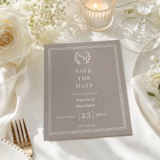Faire part de mariage couronne monogramme Ivoire T