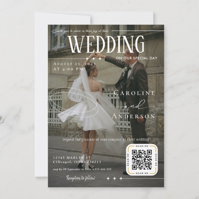 Faire-Part de Mariage Couverture de Magazine (Devant)