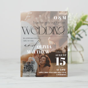 Faire-part de mariage couverture de magazine blanc