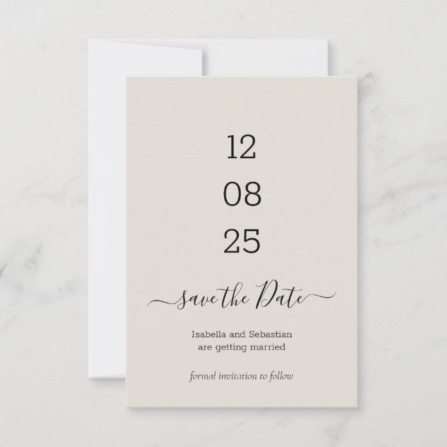 Faire-part de mariage crème à date neutre (Devant)