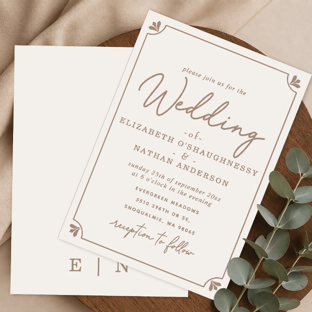 Faire-part de mariage crème à l'écriture élégante  (Créateur téléchargé)