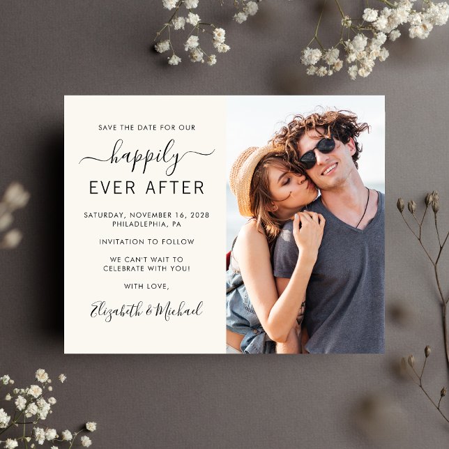 Faire-part de mariage crème avec photo (Créateur téléchargé)