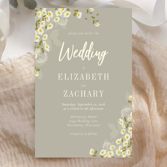 Faire-part de mariage crème beige floral budget (Créateur téléchargé)