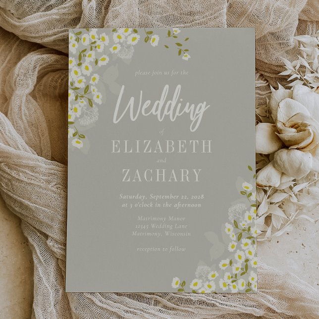 Faire-part de mariage crème floral rustique beige (Créateur téléchargé)
