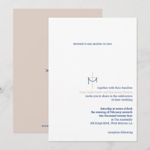 Faire-part de mariage croix et tissu