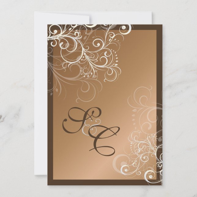 Faire-part de mariage Cuivre + tourbillons de perl (Devant)