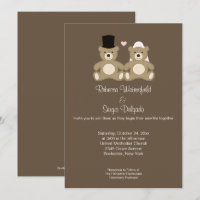 Faire-part de mariage Customisé nounours (Brown)