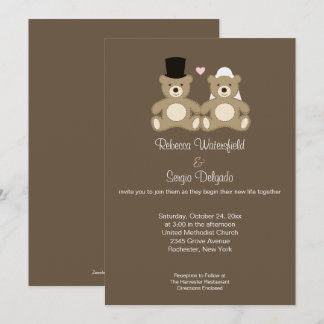 Faire-part de mariage Customisé nounours (Brown)