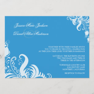 Faire-part de mariage d'accentuation florale bleu