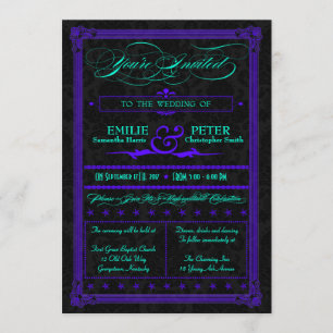 Faire-part de mariage d'affiche Turquoise et viole