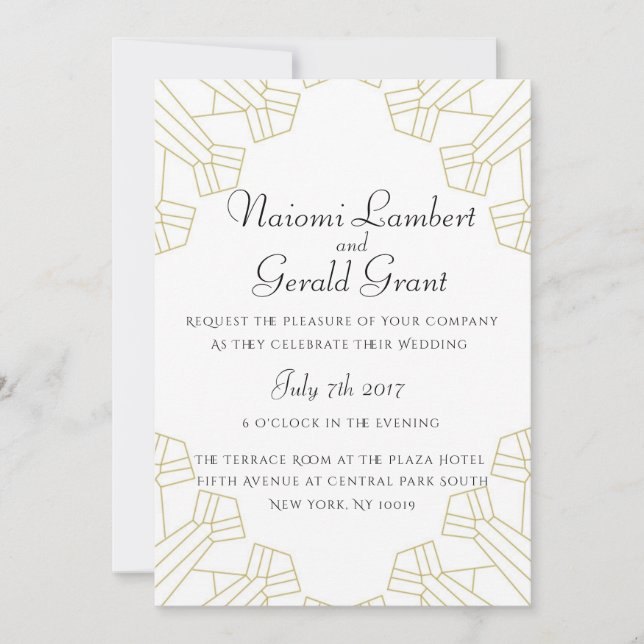 faire-part de mariage d'âge doré blanc (Devant)