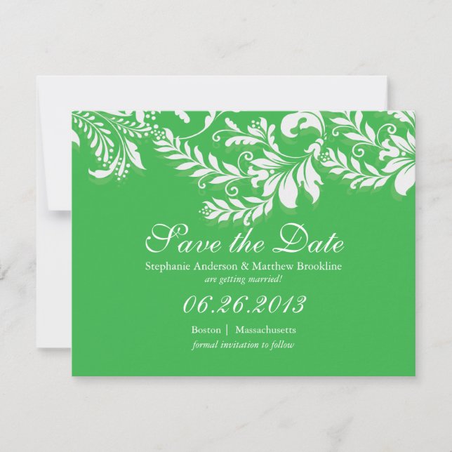 Faire-part de mariage Damask Leaf Save the Date (Devant)