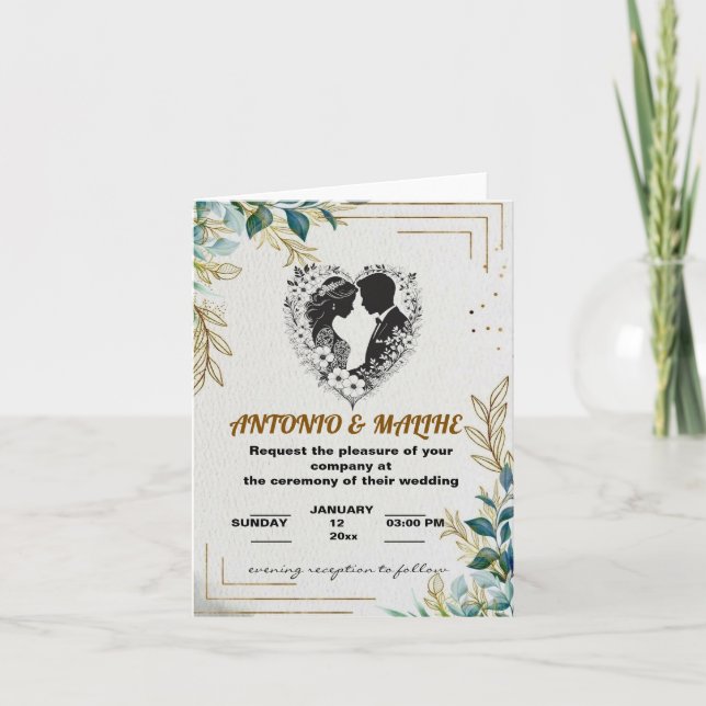 faire-part de mariage d'amour classique (Devant)