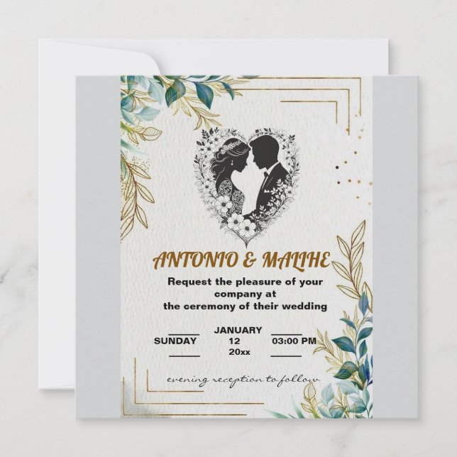 faire-part de mariage d'amour classique (Devant)