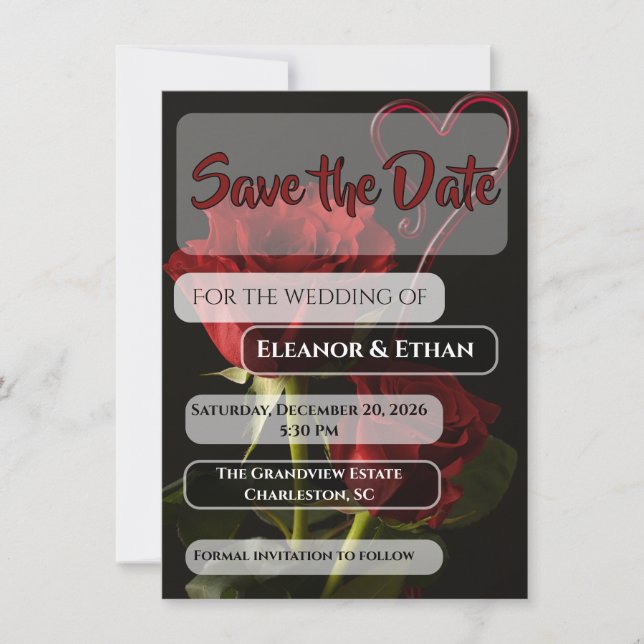 Faire-part de mariage d'amour de cœur abstrait de  (Devant)