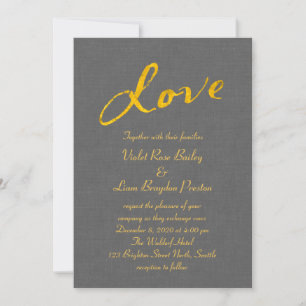 Faire-part de mariage d'amour sur lin gris