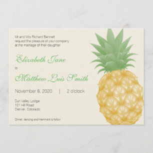 Faire-part de mariage d'ananas tropical bilingue