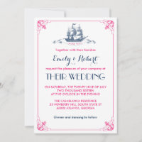 Faire-part de mariage d'ancre de bateau de vintage