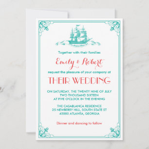 Faire-part de mariage d'ancre de bateau vintage Co