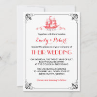 Faire-part de mariage d'ancre de navire vintage no