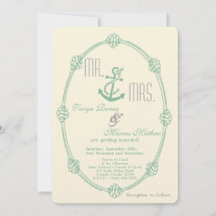 faire-part de mariage d'Ancre de noeud nautique 5x
