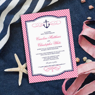 Faire-part de mariage d'Ancre marine et rose