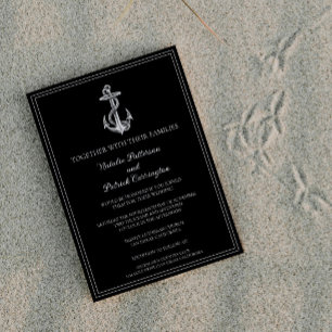 Faire-part de mariage d'Ancre marine noire