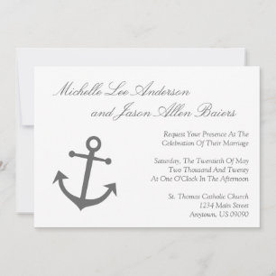 Faire-part de mariage d'Ancre nautique (Gris)