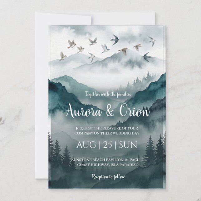 faire-part de mariage dans les montagnes fumées (Devant)