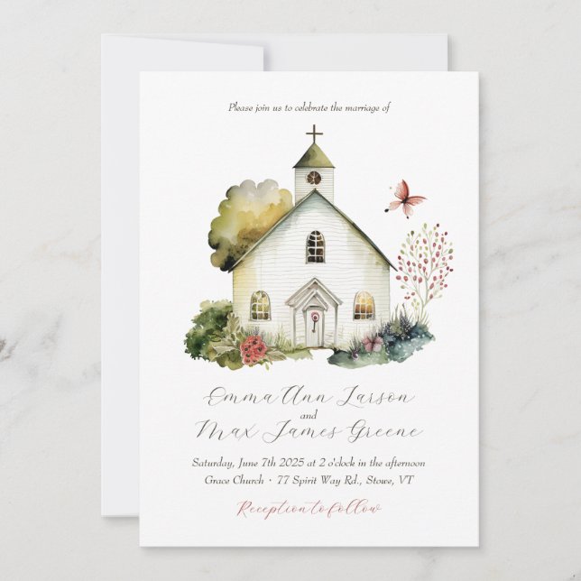 Faire-part de mariage d'aquarelle (Devant)