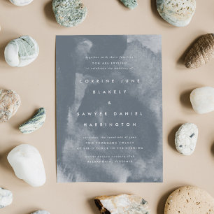 Faire-part de mariage d'aquarelle bleu Boho