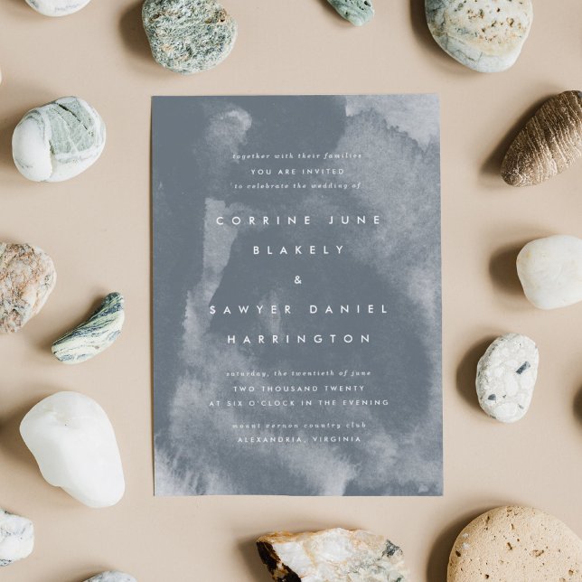 Faire-part de mariage d'aquarelle bleu Boho (Créateur téléchargé)