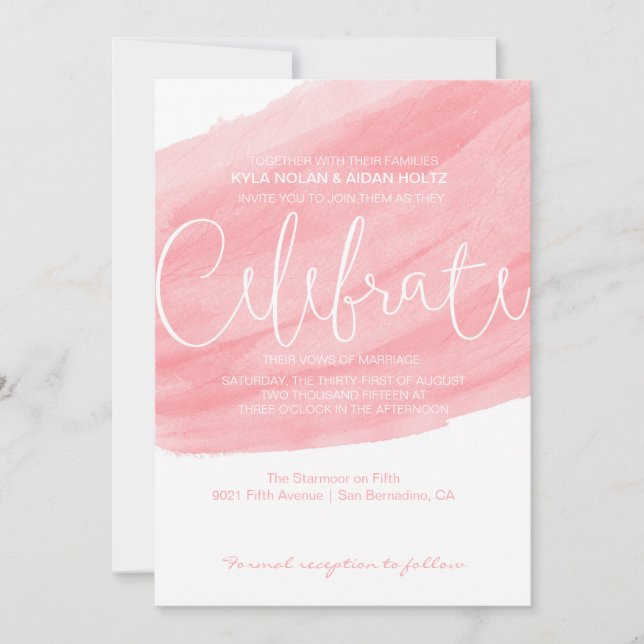 Faire-part de mariage d'aquarelle - Brosse de cora (Devant)