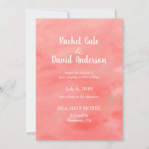 Faire-part de mariage d'aquarelle Coral Dreams